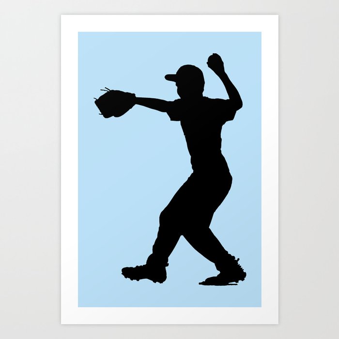 Baseball Pitcher Silhouette 1 Art Print by Stephanie Howard