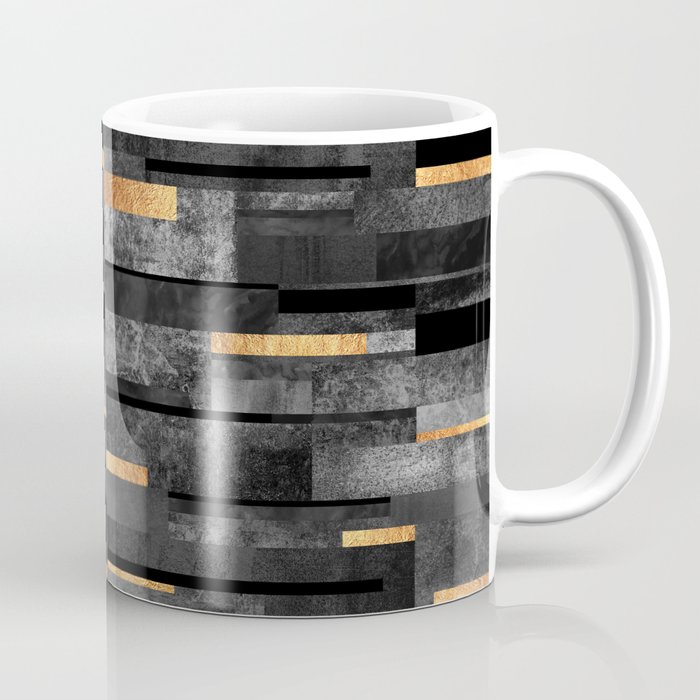 Urban Black & Gold Kaffeebecher | Graphic-design, Abstrakt, Graphic-design, Digital, Muster