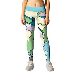 Head in the Clouds Leggings | Illustration, Mixed Media, Abstract, People 