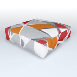 Geometric Shapes in Red, Orange and Gray Outdoor Floor Cushion