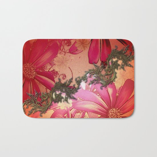 Red flowers Bath Mat