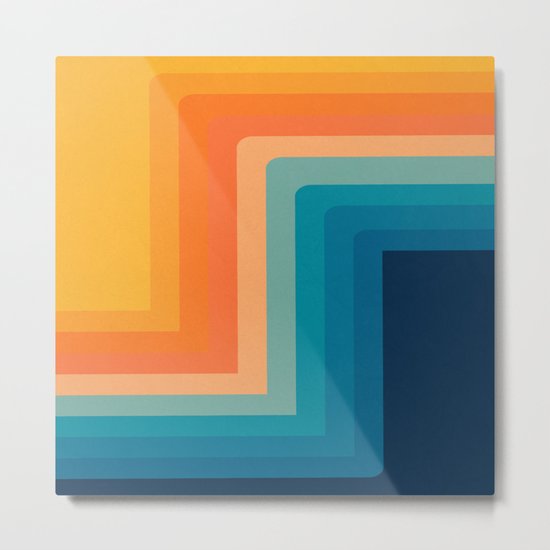 Retro 70s Color Lines Metal Print