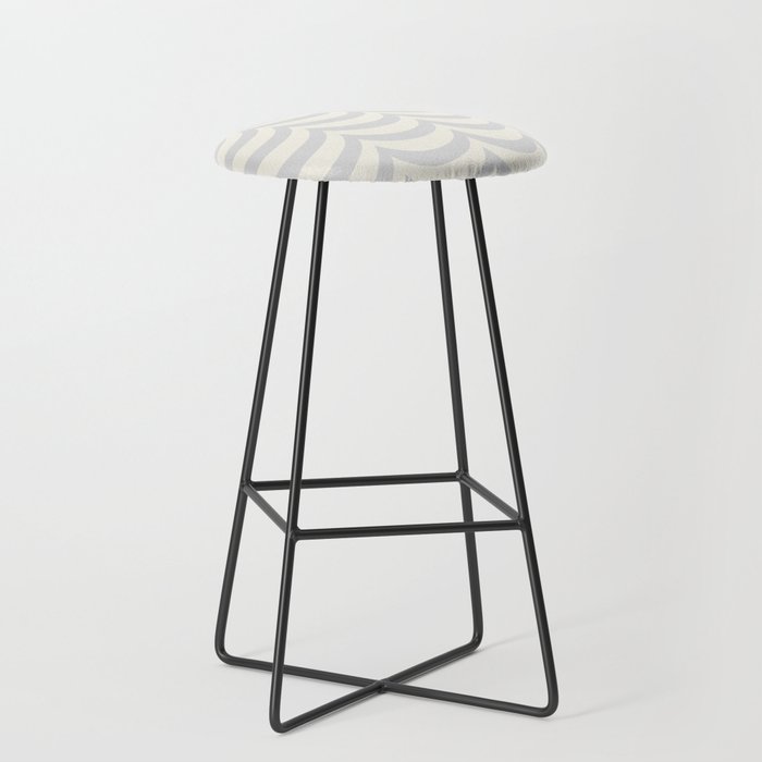 Pastel Silver Grey and Antique White Wave Pattern Bar Stool