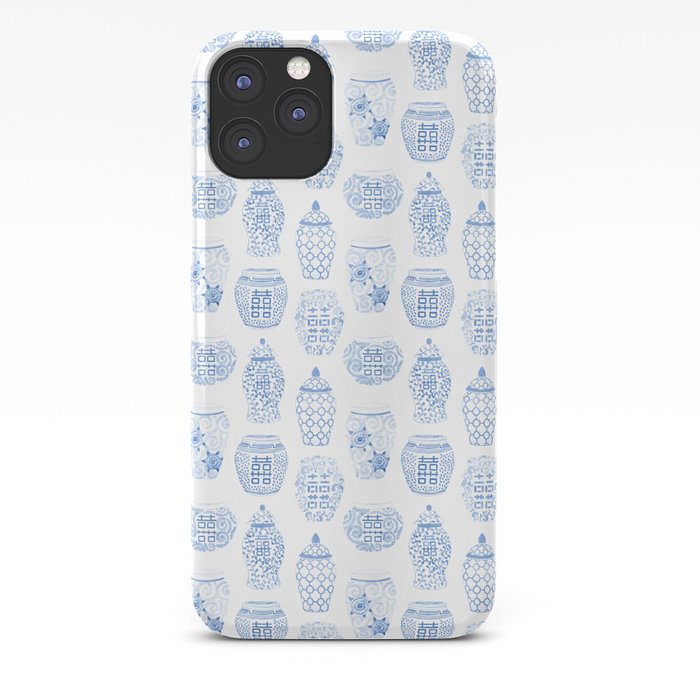 Classic Blue And White Watercolor Ginger Jar Chinoiserie Pattern iPhone Case