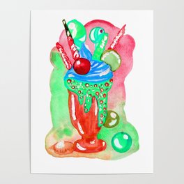 Ice Cream - Red and Green Palette Poster