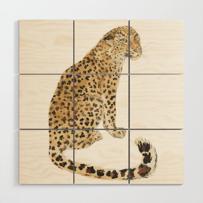 Leopard after a swim Wood Wall Art