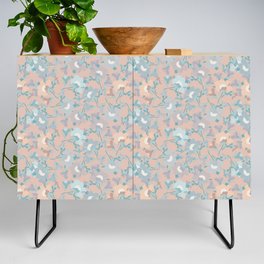 pale peach and blue nautical floral evening primrose flower meaning youth and renewal  Credenza