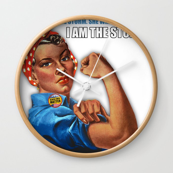 Black History Month Shirt African Woman Afro I Am The Storm Wall Clock