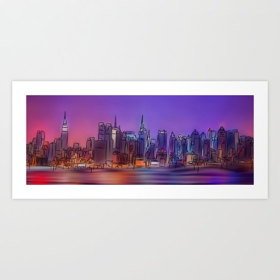 New York Skyline - digital abstract Art Print by cersatti ...
