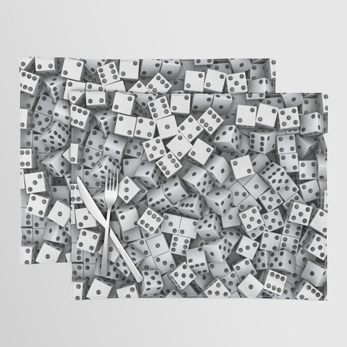 Casino Lucky Dice Gambler Abstract Gaming Pattern White Placemat