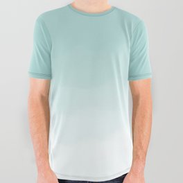 Pale Mint Blue Watercolor Ombre (pale mint blue/white) All Over Graphic Tee