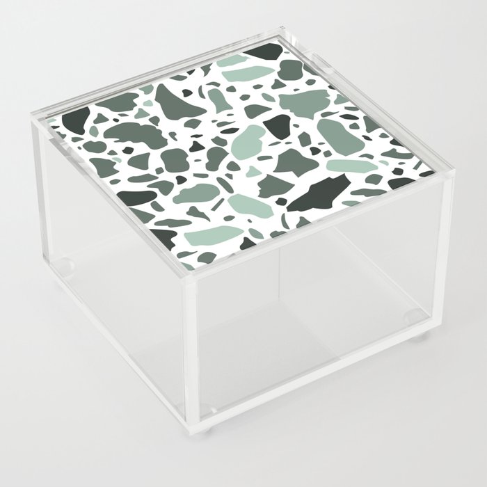 Terrazzo Pattern Sage Green Acrylic Box