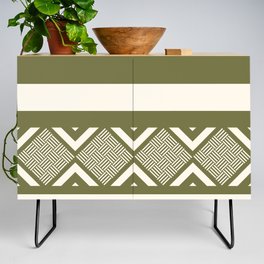 Green Geometric  stripes and wave pattern Credenza