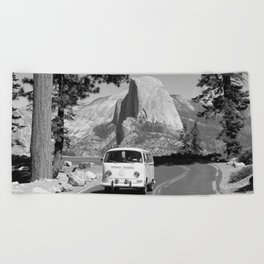 Yosemite Vanlife (Black & White) Series Beach Towel