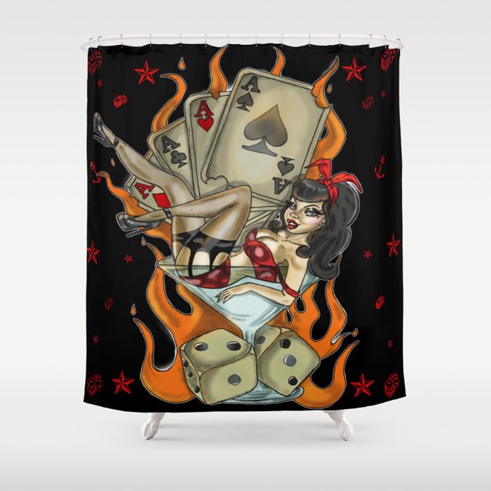 Pin Up Vintage Tattoo Shower Curtain By Lidiamisfit Society6