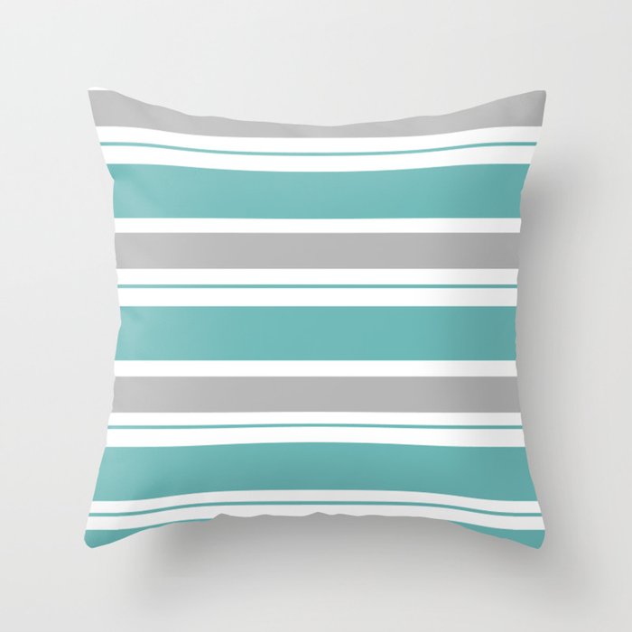 Gray And Blue Stripes Throw Pillow