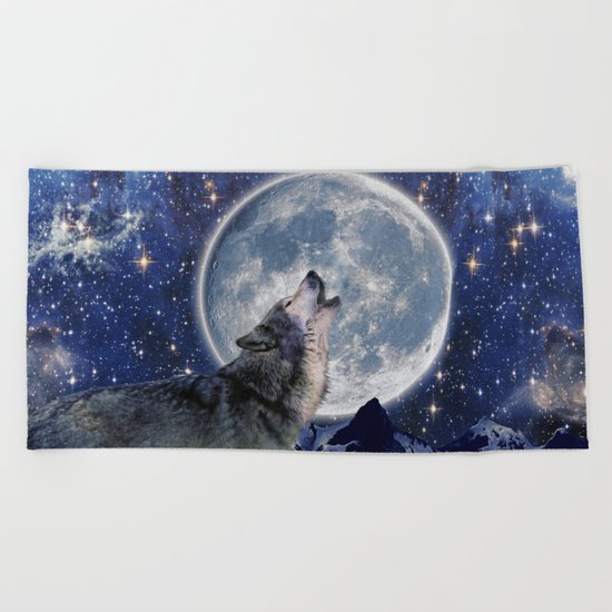 A One Wolf Moon Beach Towel