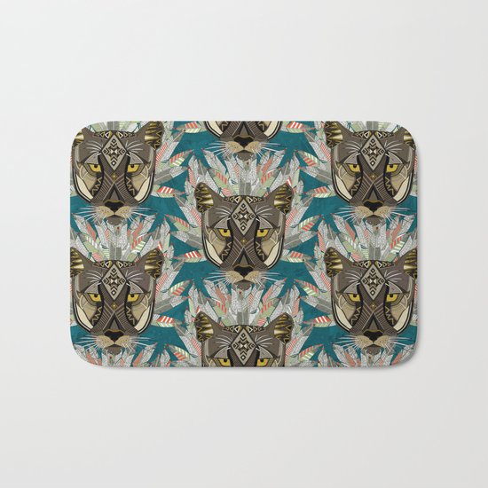 native mountain lion blue Bath Mat
