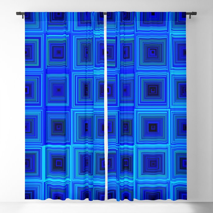 6x6 005 - abstract neon blue pattern Blackout Curtain