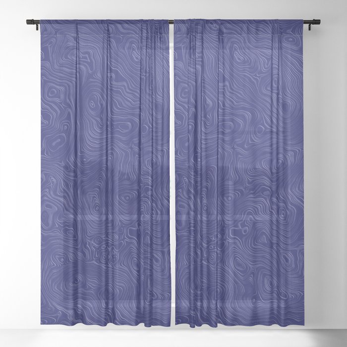 Royal Blue Silk Moire Pattern Sheer Curtain