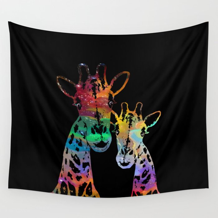 Cosmically Connected Galaxy Giraffes Wall Tapestry
