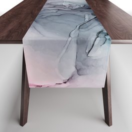 Blush and Payne's Grey Flowing Abstract Painting Table Runner