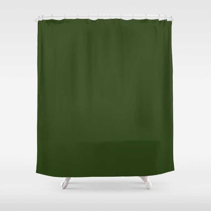 Look Away Green Shower Curtain