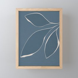 Abstract line-art leafy trio 4b - dark blue Framed Mini Art Print