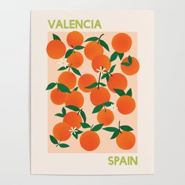 Fruit Market Valencia Spain Oranges Poster