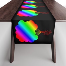 Rainbow Party Balloons Silhouette Table Runner