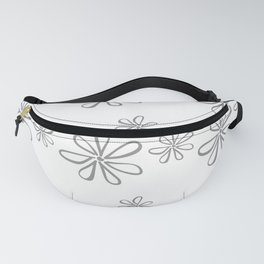 Daisy Floral Pattern Minimal White & Grey Fanny Pack
