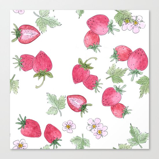 Watercolor . Strawberry on a White background . Canvas Print