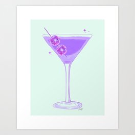 Disco Ball Martini Art Print