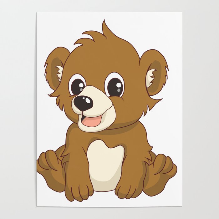 Cute Cartoon Bear Animal T Shirt Poster by The Beard Creative Studio