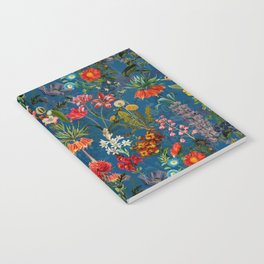 Vintage & Shabby Chic - Blue Midnight Spring Botancial Flower Garden Notebook