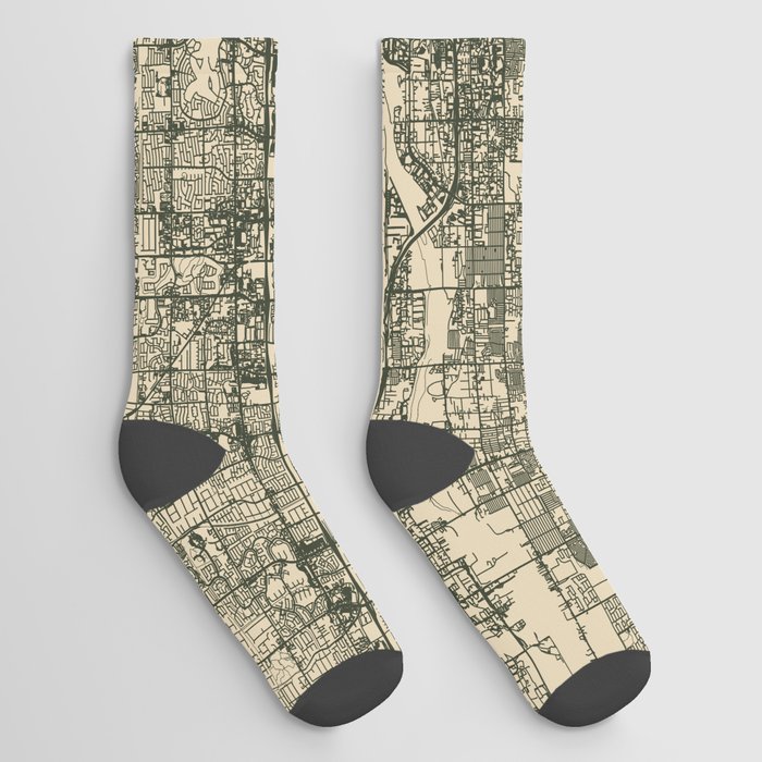 USA, Tempe - Vintage City Map Socks