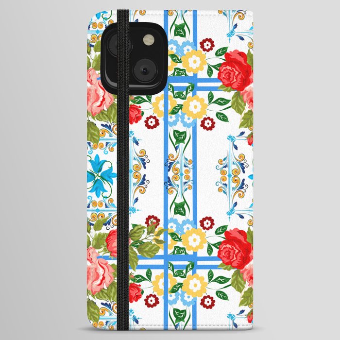 Italian,Sicilian art,majolica,tiles,Flowers iPhone Wallet Case