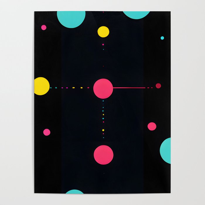 Set of colored circles on a black background Poster