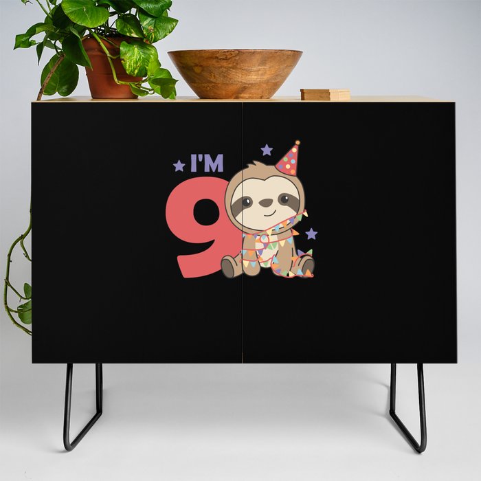 Sloth For Ninth Birthday For Children 9 Year Credenza
