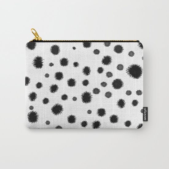 Ink drops splats splots inky texture painting abstract black and white minimal modern dorm college Carry-All Pouch