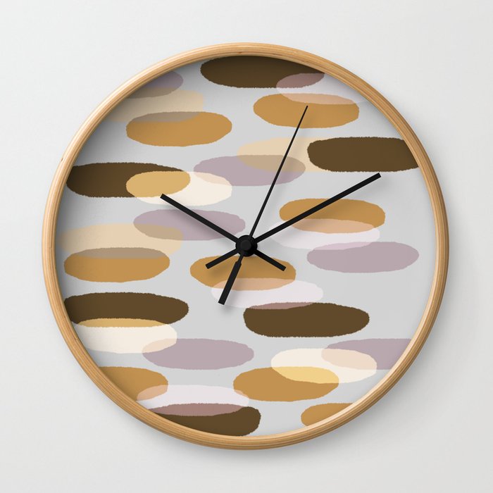 Modern Retro Oval Brush Strokes Abstract Wall Clock