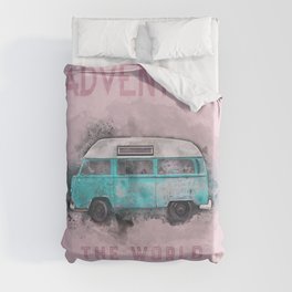 Camper Van Adventure Explore The World Duvet Cover