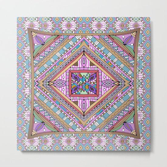Sweet Funky Retro Mandala Metal Print