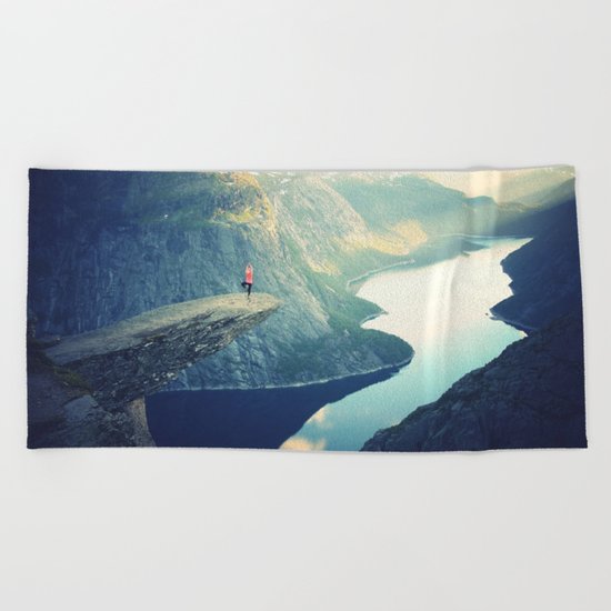 Trolltunga Landscape Scandinavian Norway Beach Towel