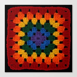 Rainbow Pride Vintage Crochet Granny Square Canvas Print