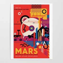 NASA Retro Space Travel Poster #9 Mars Poster
