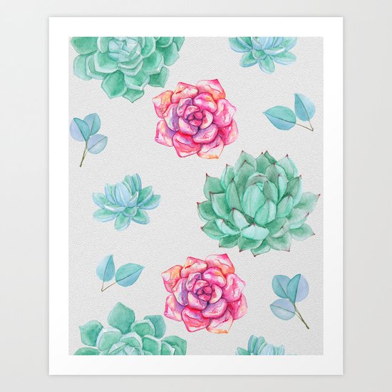 Summer Wildflowers & Succulents Art Print