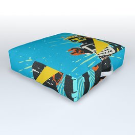 ROBOT WORLD Outdoor Floor Cushion | Friends, Ruse, Robot, Bolt, Roboto, Graphicdesign, Computer, Curated, Vintage, Blue 