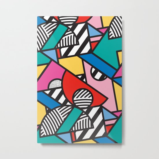 Colorful Memphis Modern Geometric Shapes Metal Print