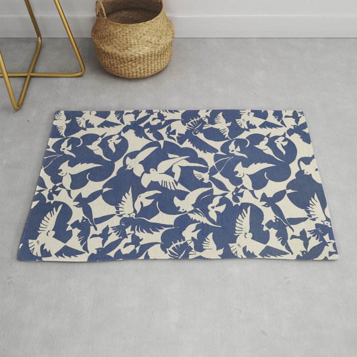 Pigeons In White and Blue (1928) Rug